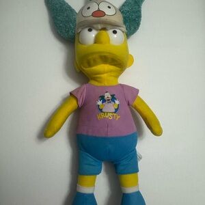 Krusty the Clown Bart Plush Toy - Yellow, Blue, and Pink